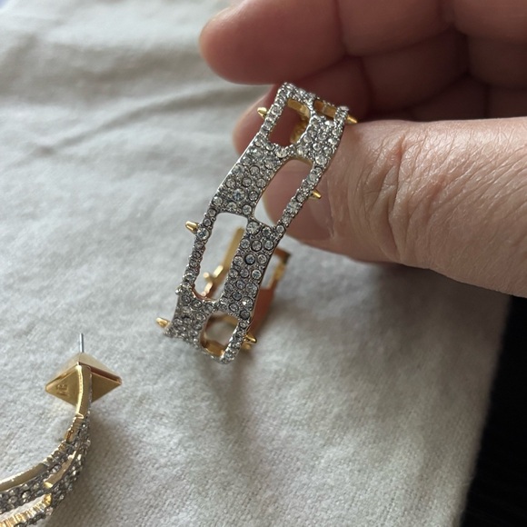 New Alexis Bittar Gold and Silver Crystal Link Cuff earrings